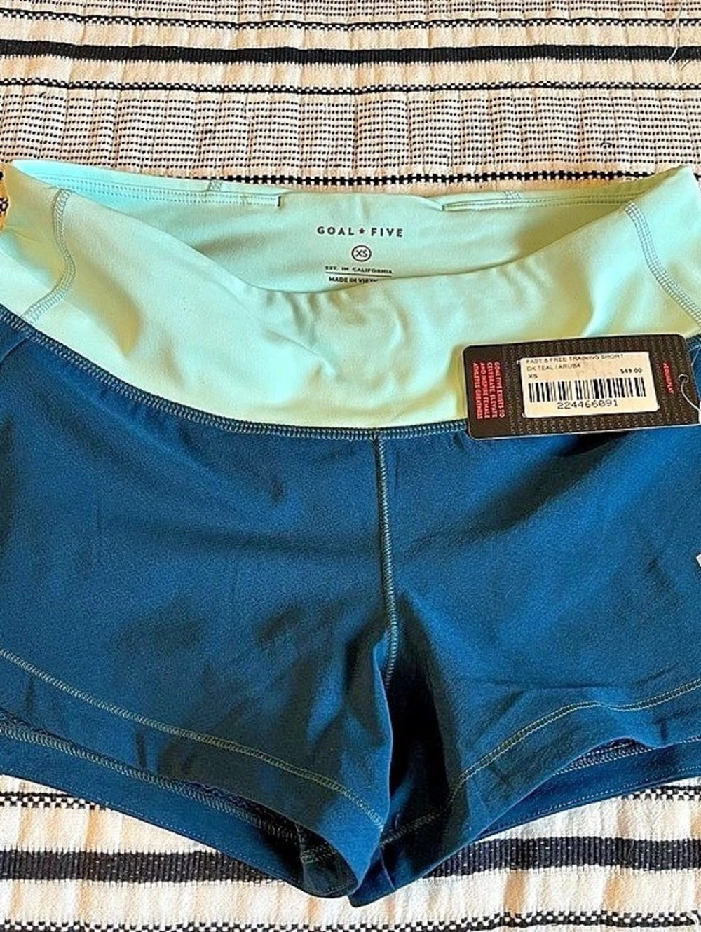 NWT Goal Five Fast & Free Training Short Athletic Shorts Blue & Green XS